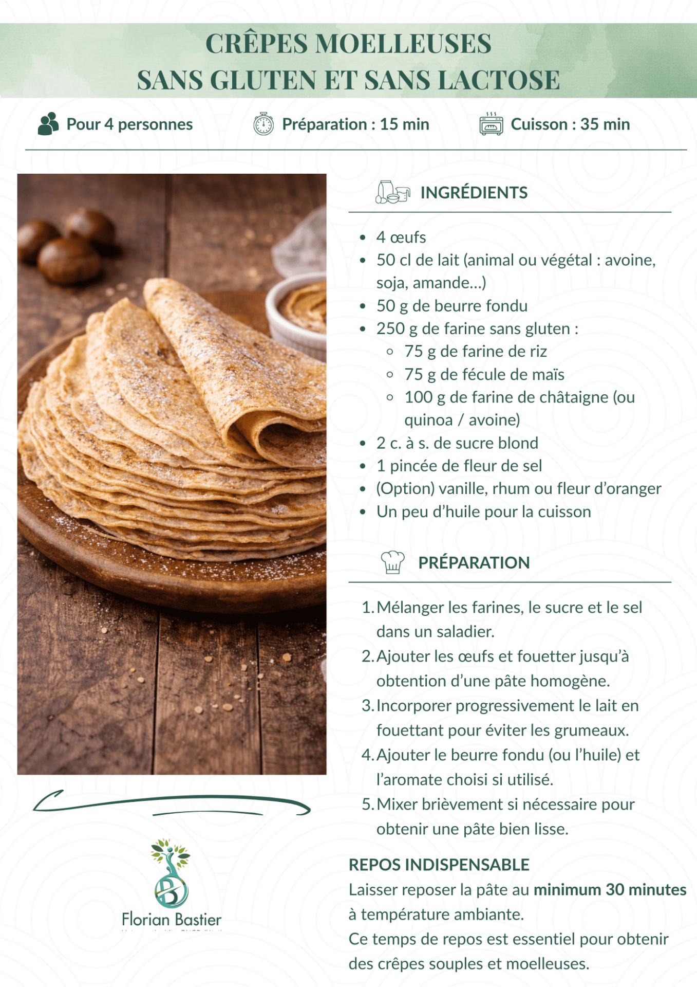 Crêpes sans gluten et sans lactose