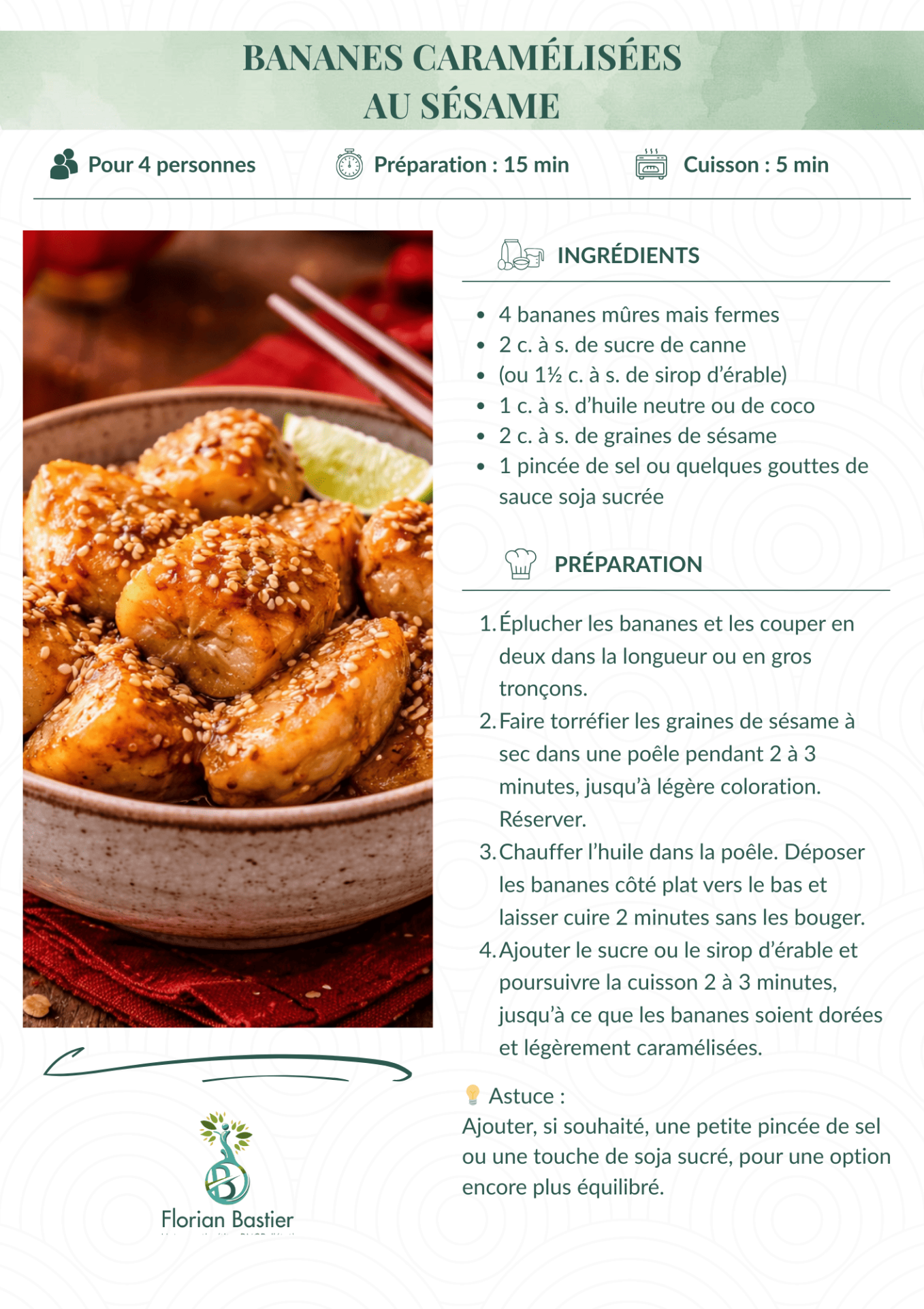 Bananes caramélisées au sésame