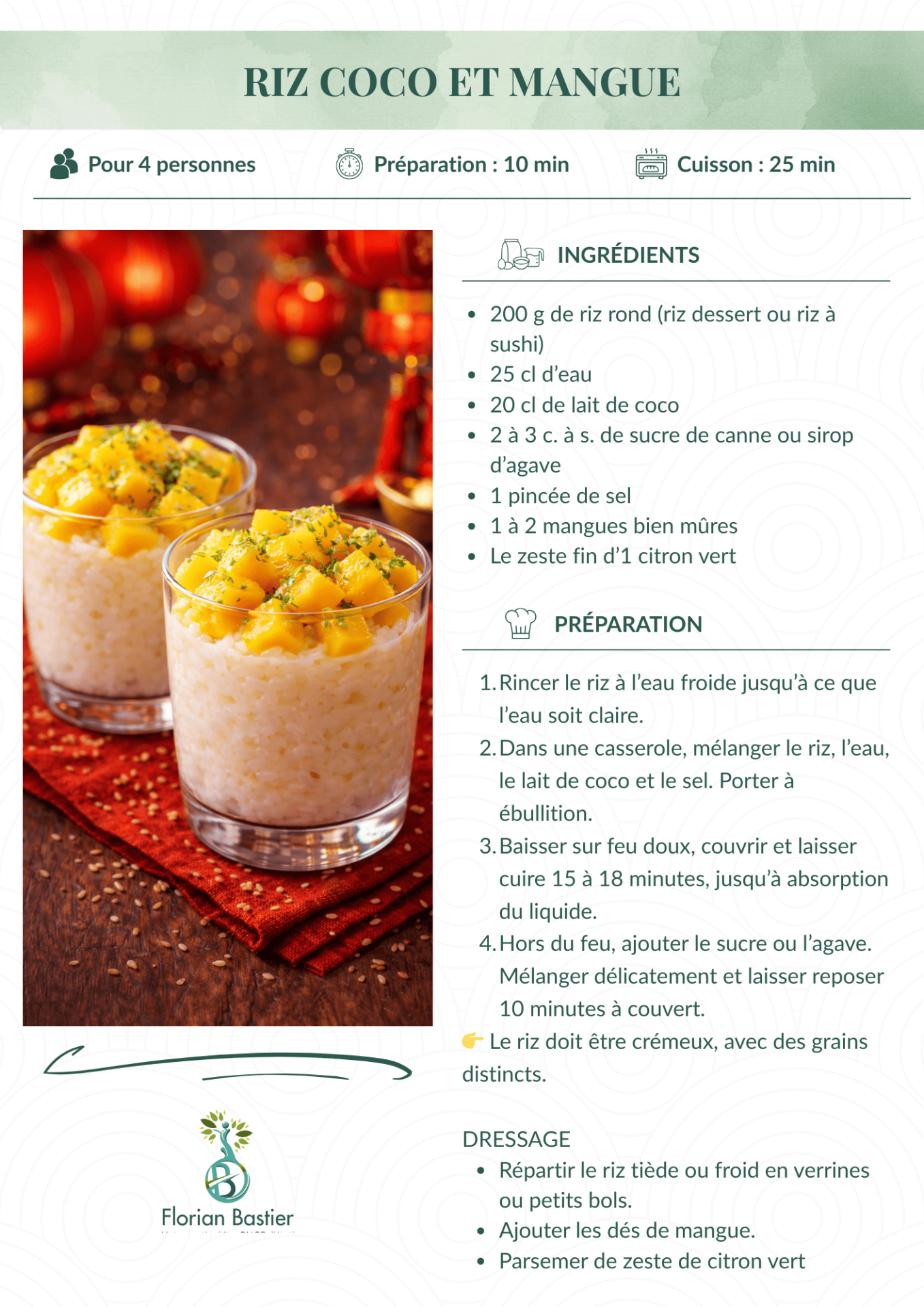 Riz coco et mangue